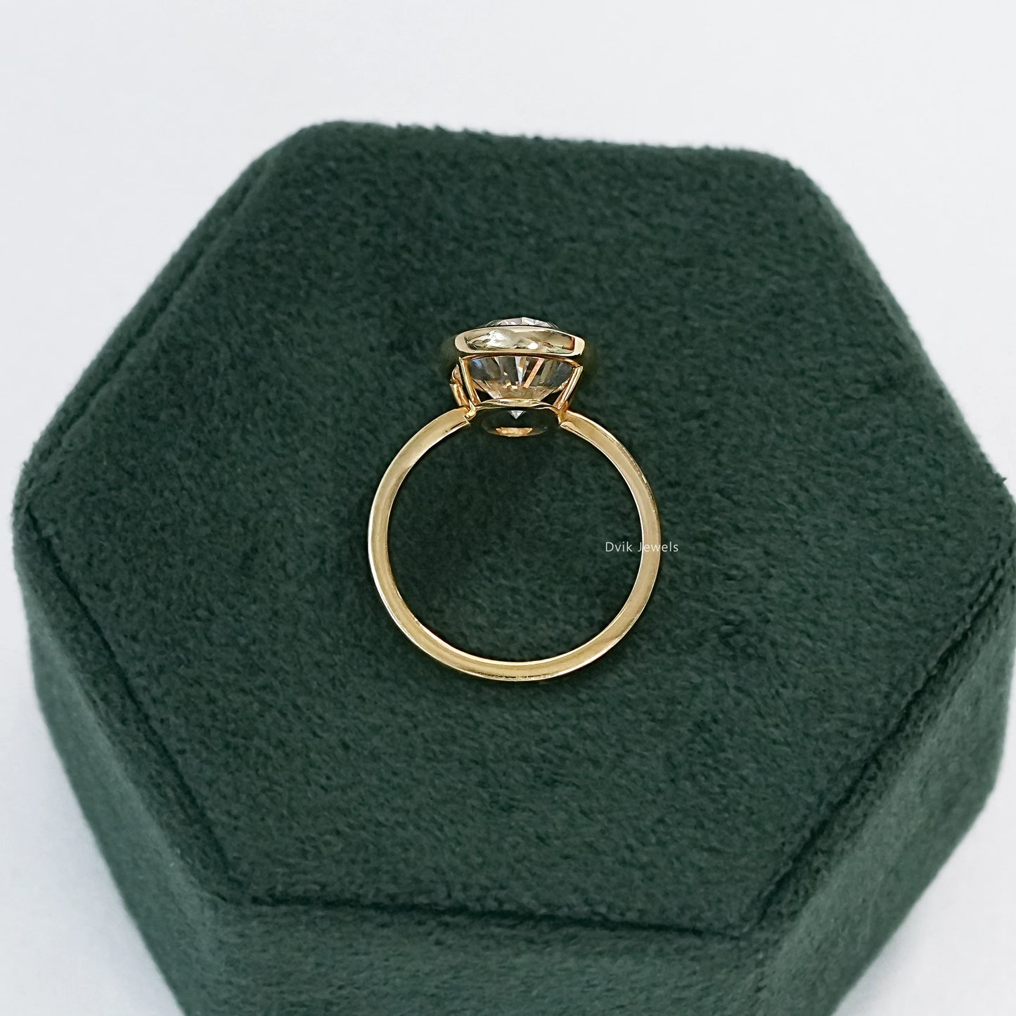5 CT Oval Cut Lab Diamond Bezel Set Engagement Ring