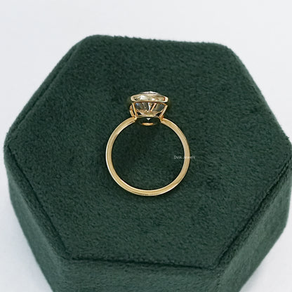 5 CT Oval Cut Lab Diamond Bezel Set Engagement Ring