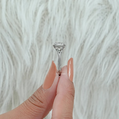 Old Mine Cushion Lab Diamond Solitaire Ring with Tapered Shank Ring