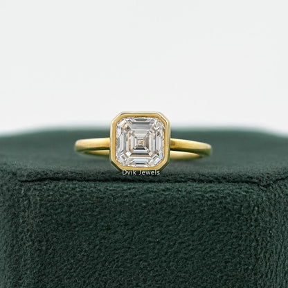 Bezel Set Asscher Diamond Engagement Ring Ring