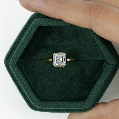 Bezel Set Asscher Diamond Engagement Ring Ring