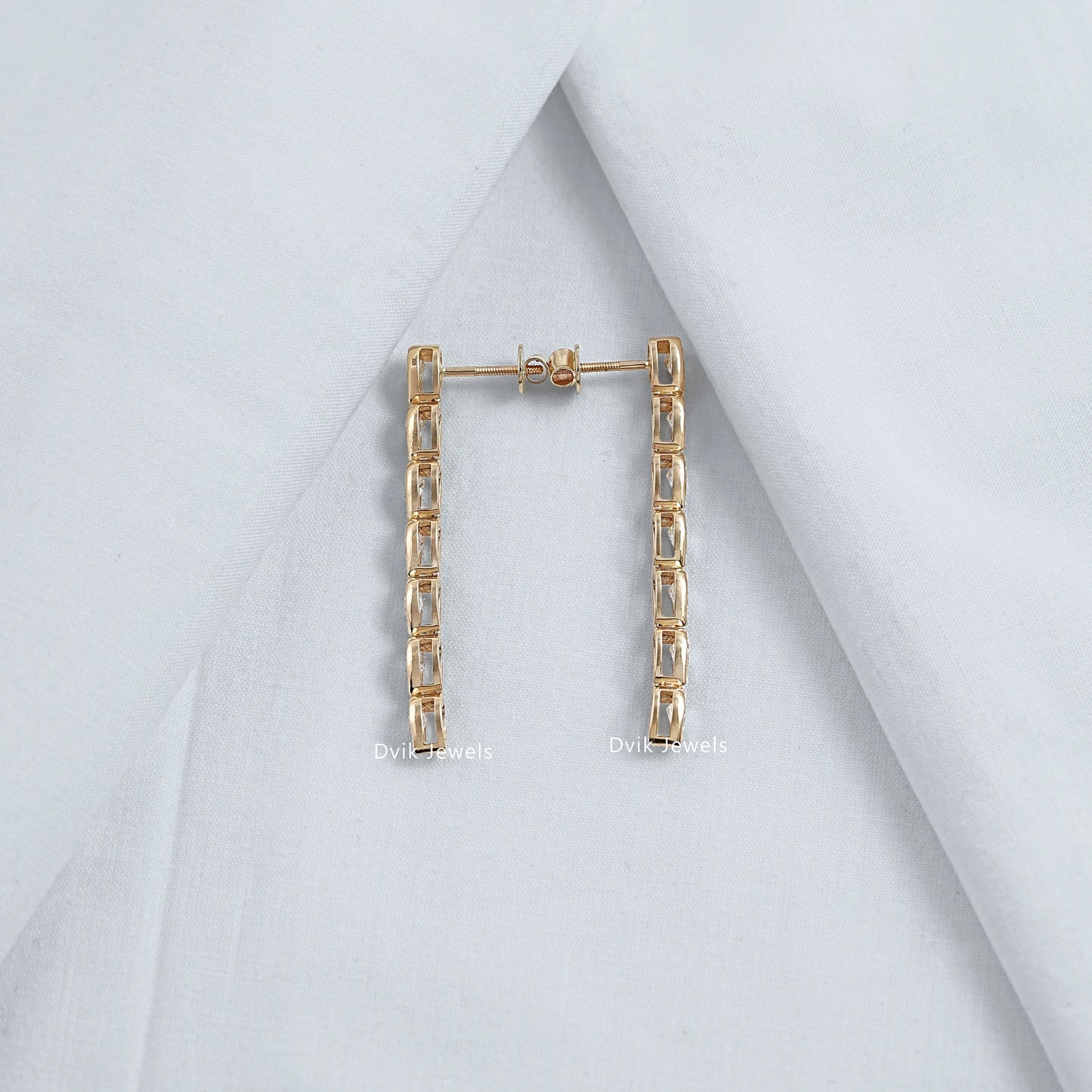 Pear Cut Lab Diamond Bezel Set Drop Earrings Earrings