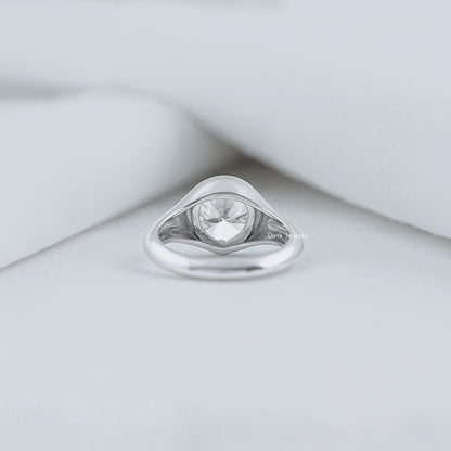 Pear Cut Lab Diamond Bezel Signet Style Ring Ring