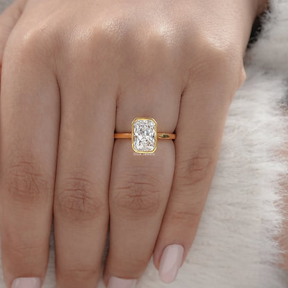 Radiant Lab Diamond Bezel Set Engagement Ring Ring