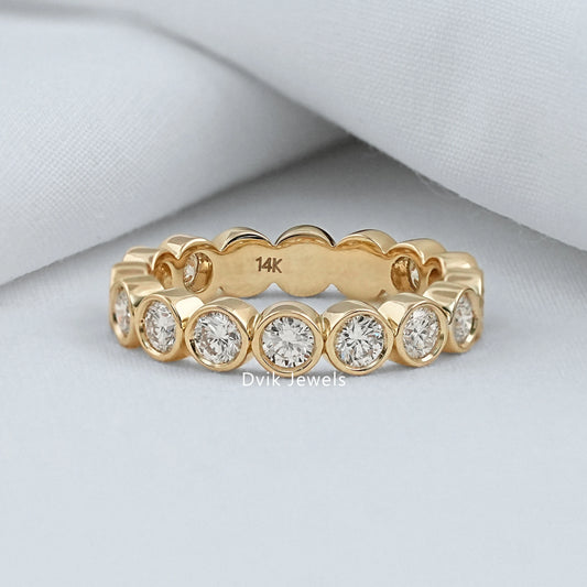 Bezel Set Round Cut Lab Diamond Eternity Band Band