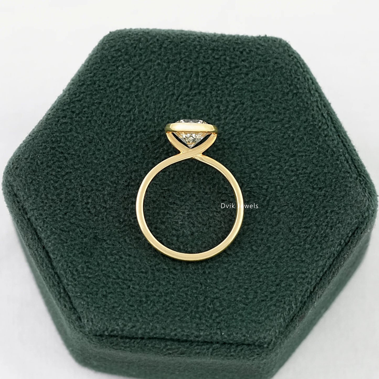 Round Lab Diamond Bezel Set Engagement Ring Ring