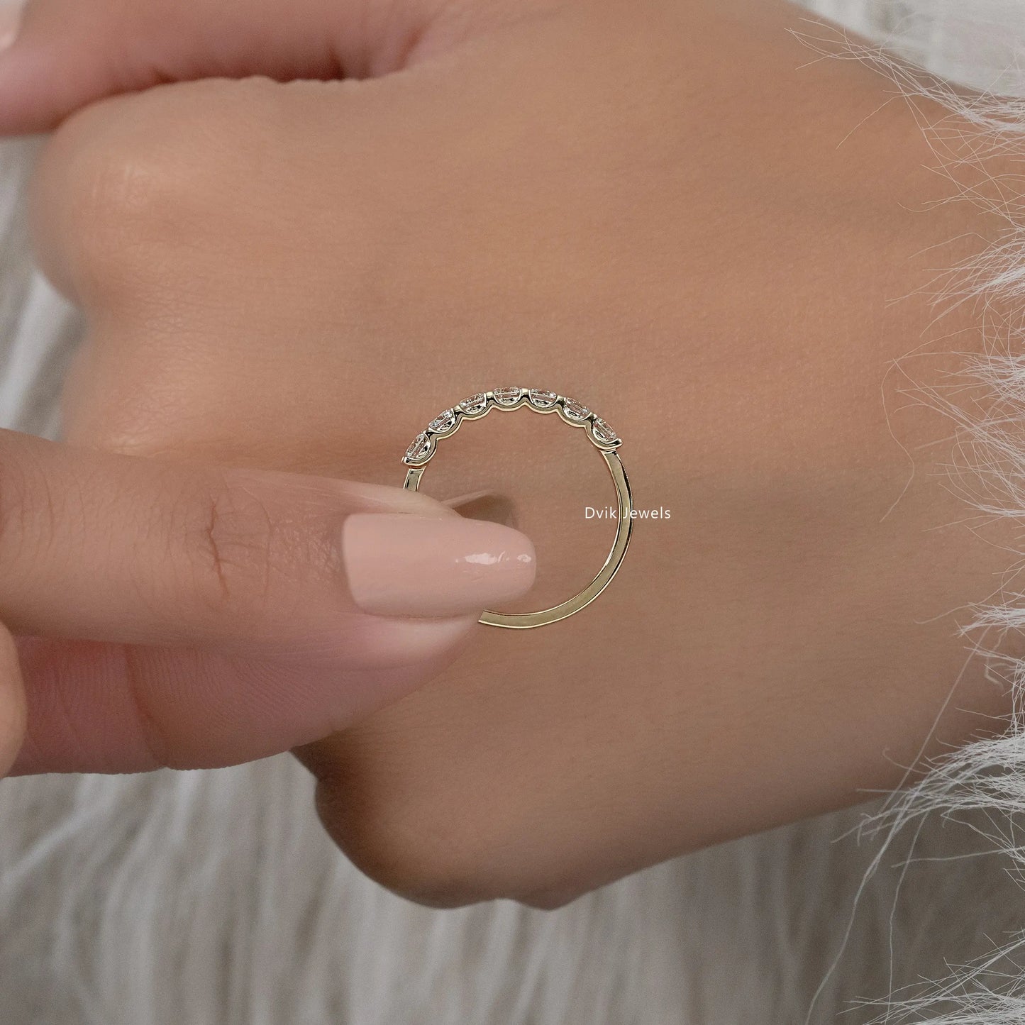 Round Cut Lab Diamond 7 Stone Half Eternity Ring Ring