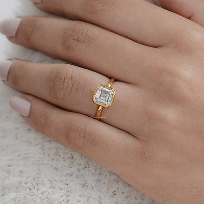 Bezel Set Asscher Diamond Engagement Ring Ring