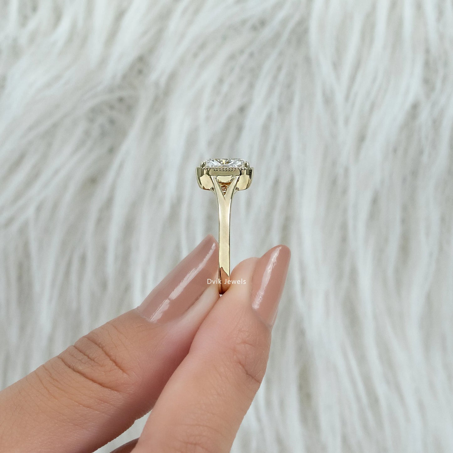 Crushed Ice Cushion Cut Lab Diamond Solitaire Ring Ring