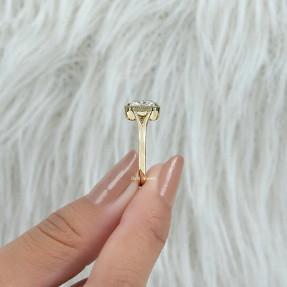 Crushed Ice Cushion Cut Lab Diamond Solitaire Ring Ring