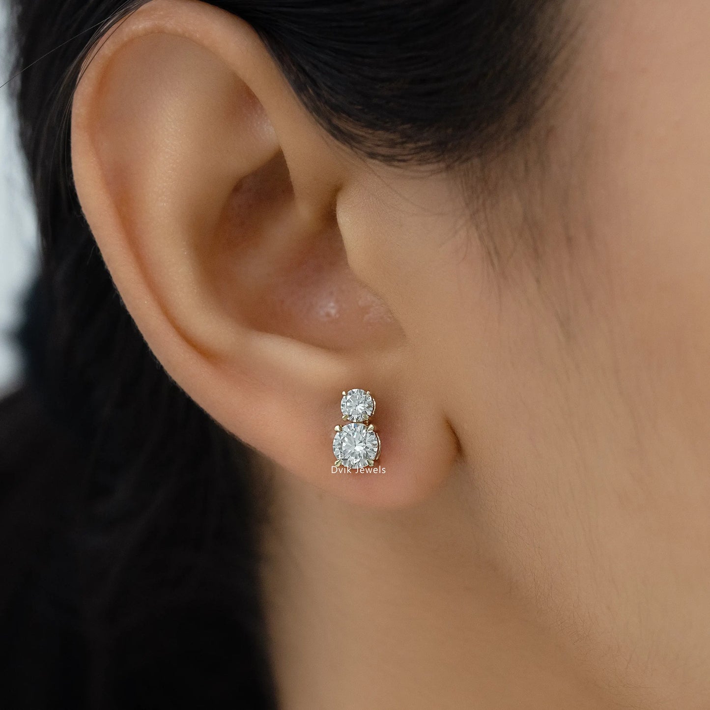 Double Round Cut Lab Diamond Stud Earrings Earrings