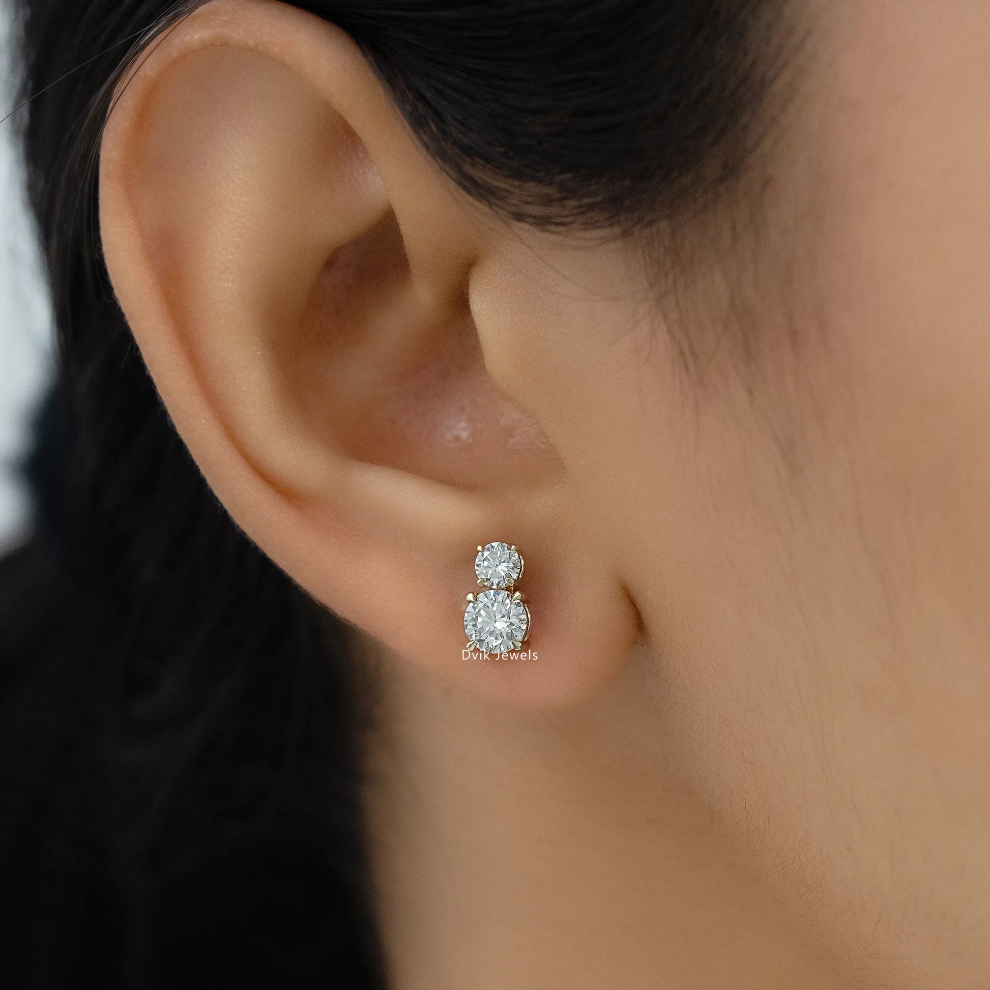 Double Round Cut Lab Diamond Stud Earrings Earrings