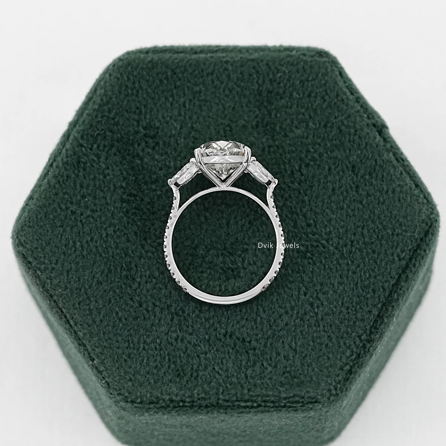 Oval Lab Diamond Accent Ring with Marquise Side Stones