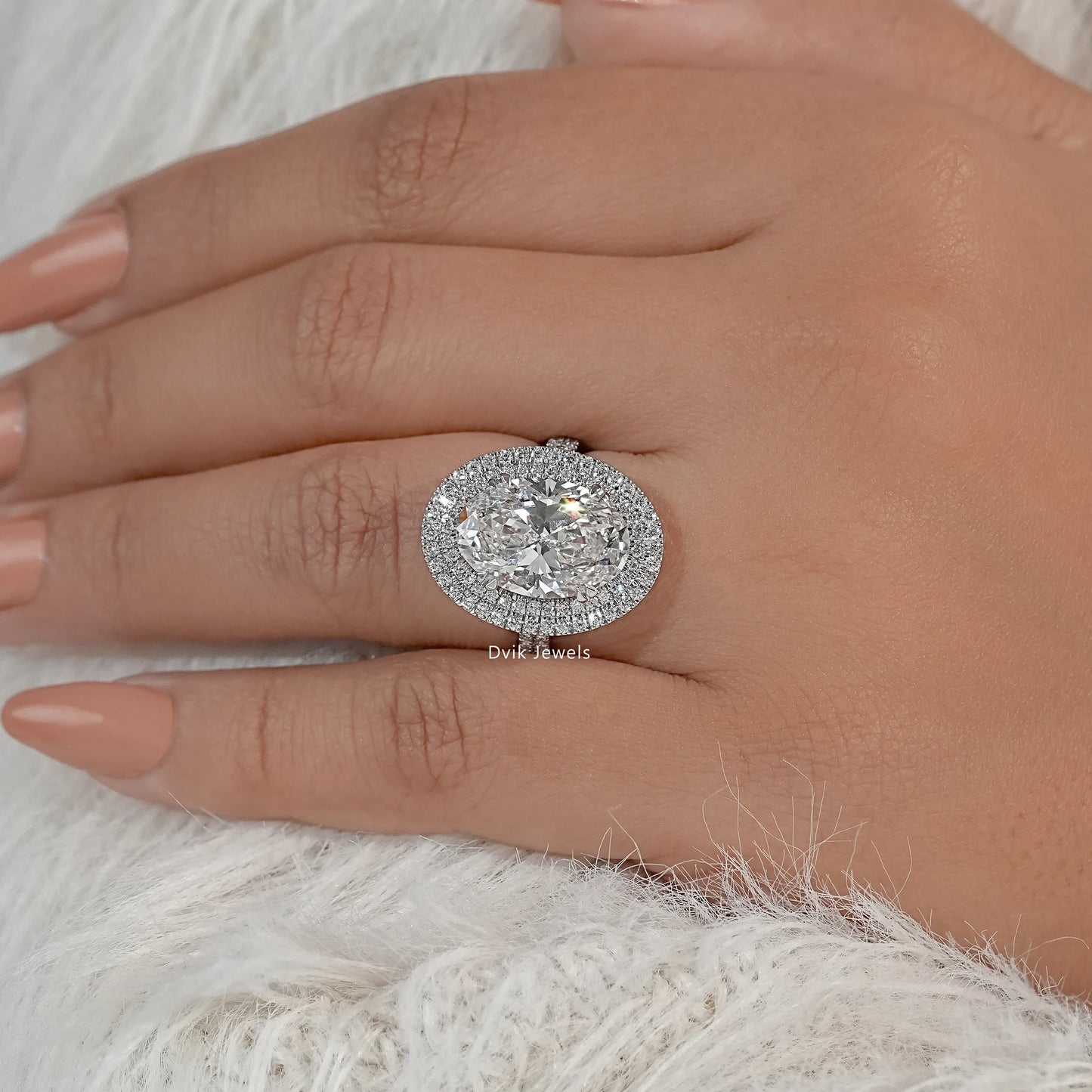 Double Halo Oval Diamond Engagement Ring Ring