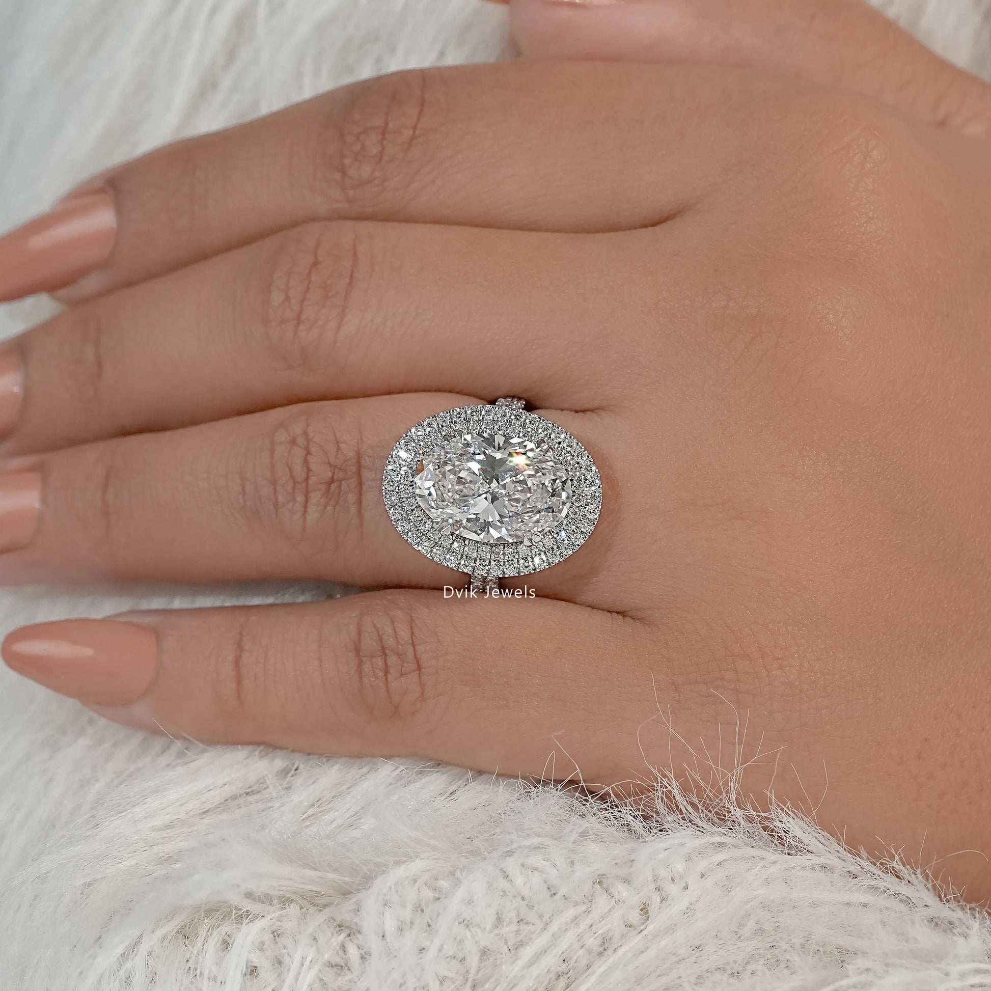 Double Halo Oval Diamond Engagement Ring Ring