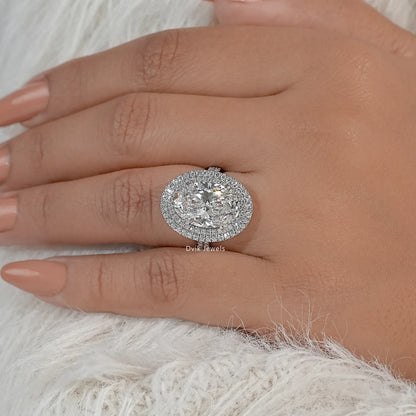 Double Halo Oval Diamond Engagement Ring Ring