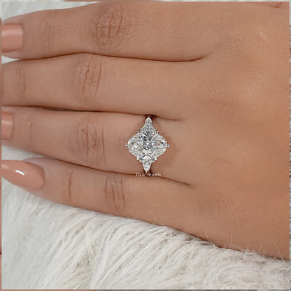 Oval Lab Diamond Three Stone Ring with Pear and Round Accents Ring