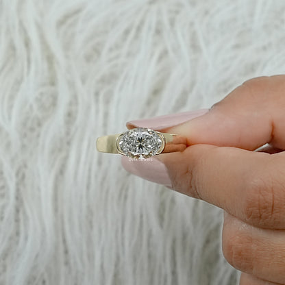 Half Bezel Set Oval Solitaire Ring Band