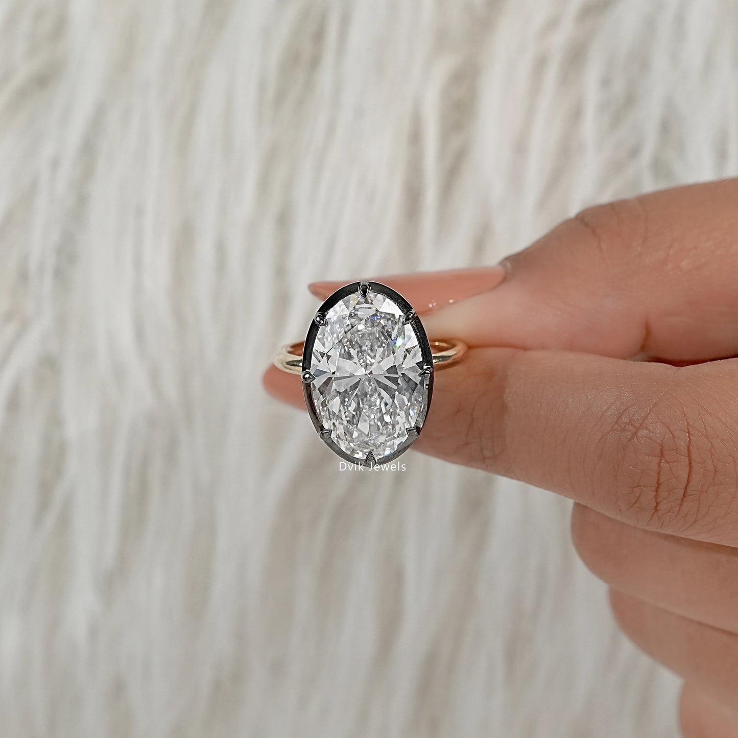 Oval Cut Lab Diamond Solitaire Ring with Classic Prong Setting Ring
