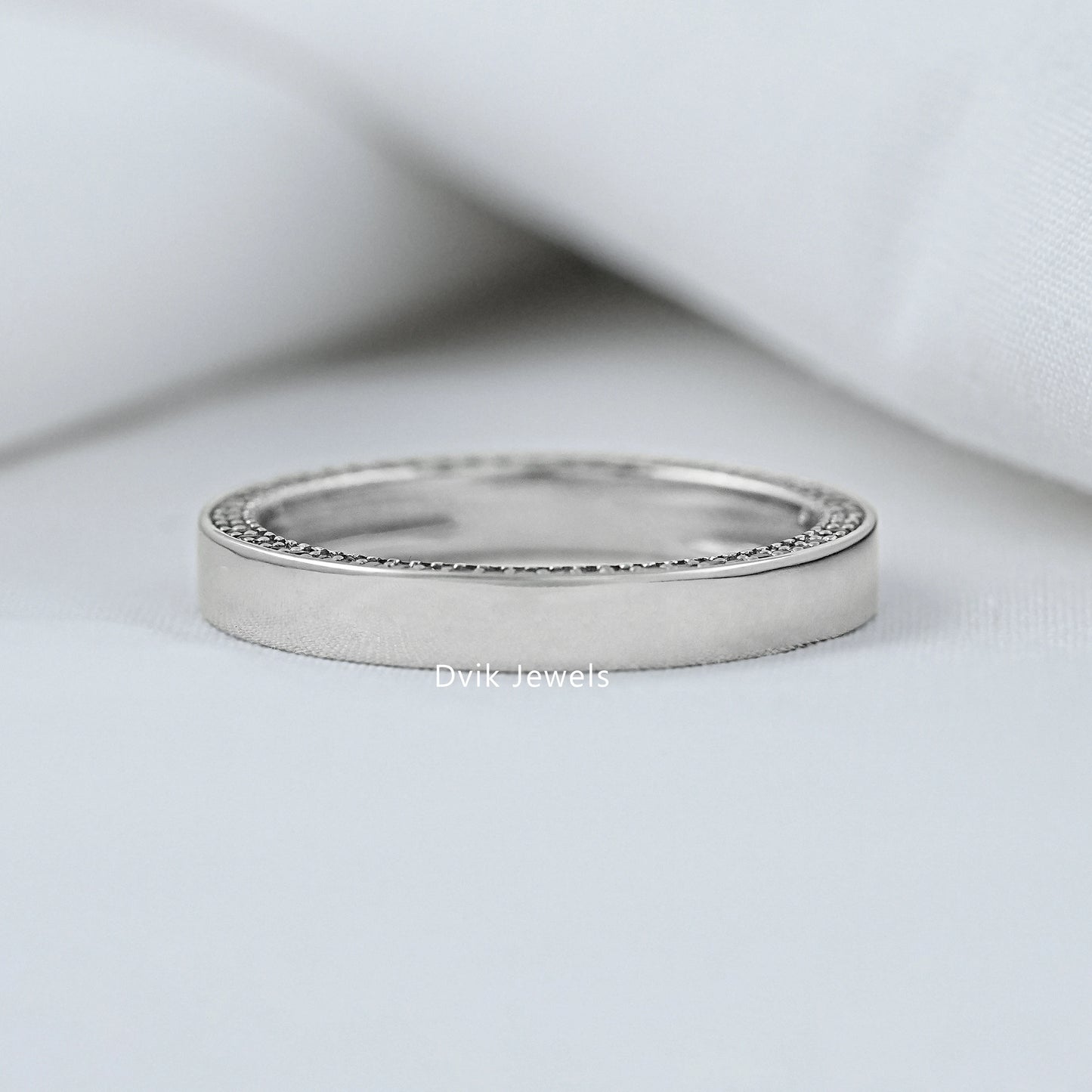 Round Cut Diamond Slim Eternity Wide Men's Band Band