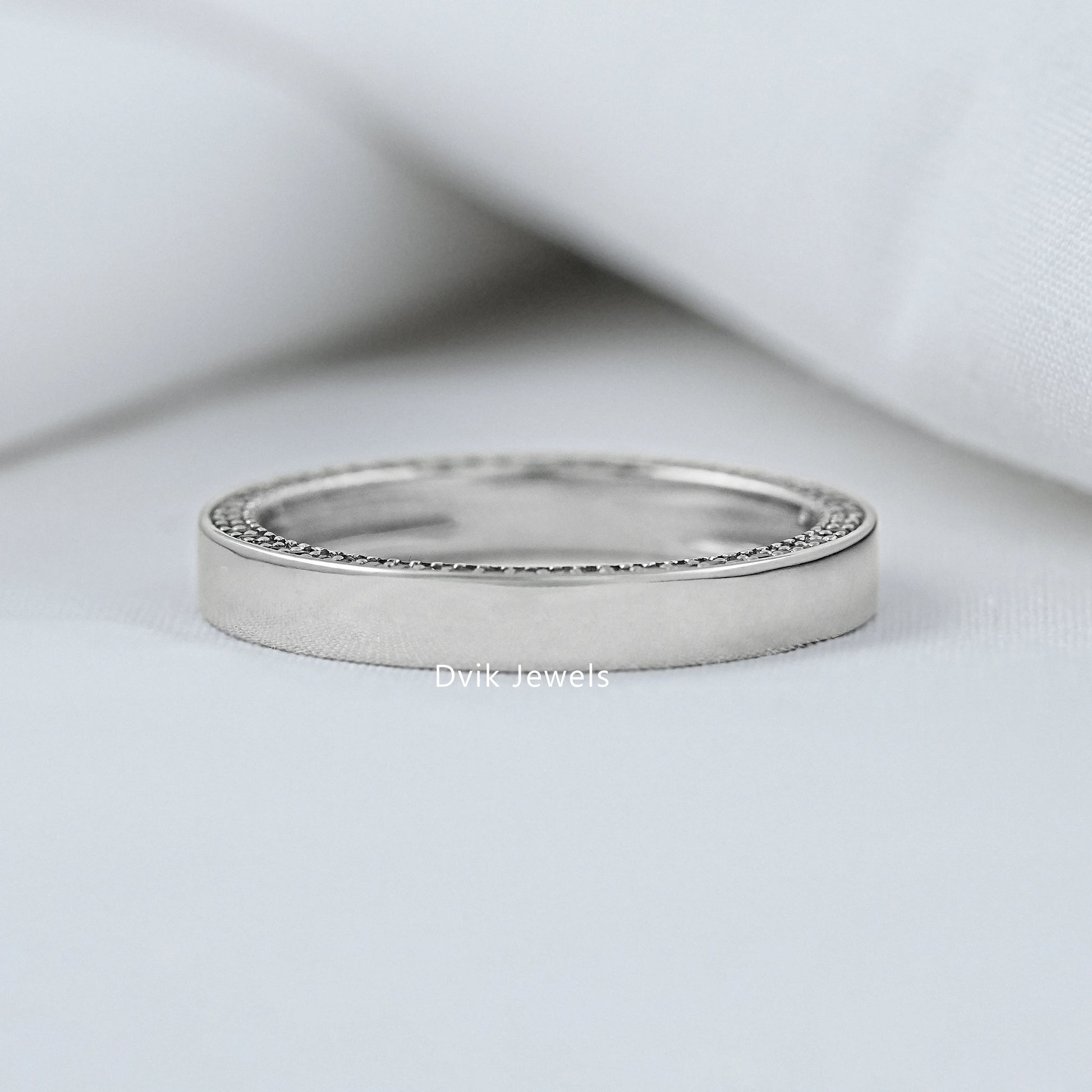Round Cut Diamond Slim Eternity Wide Men's Band Band