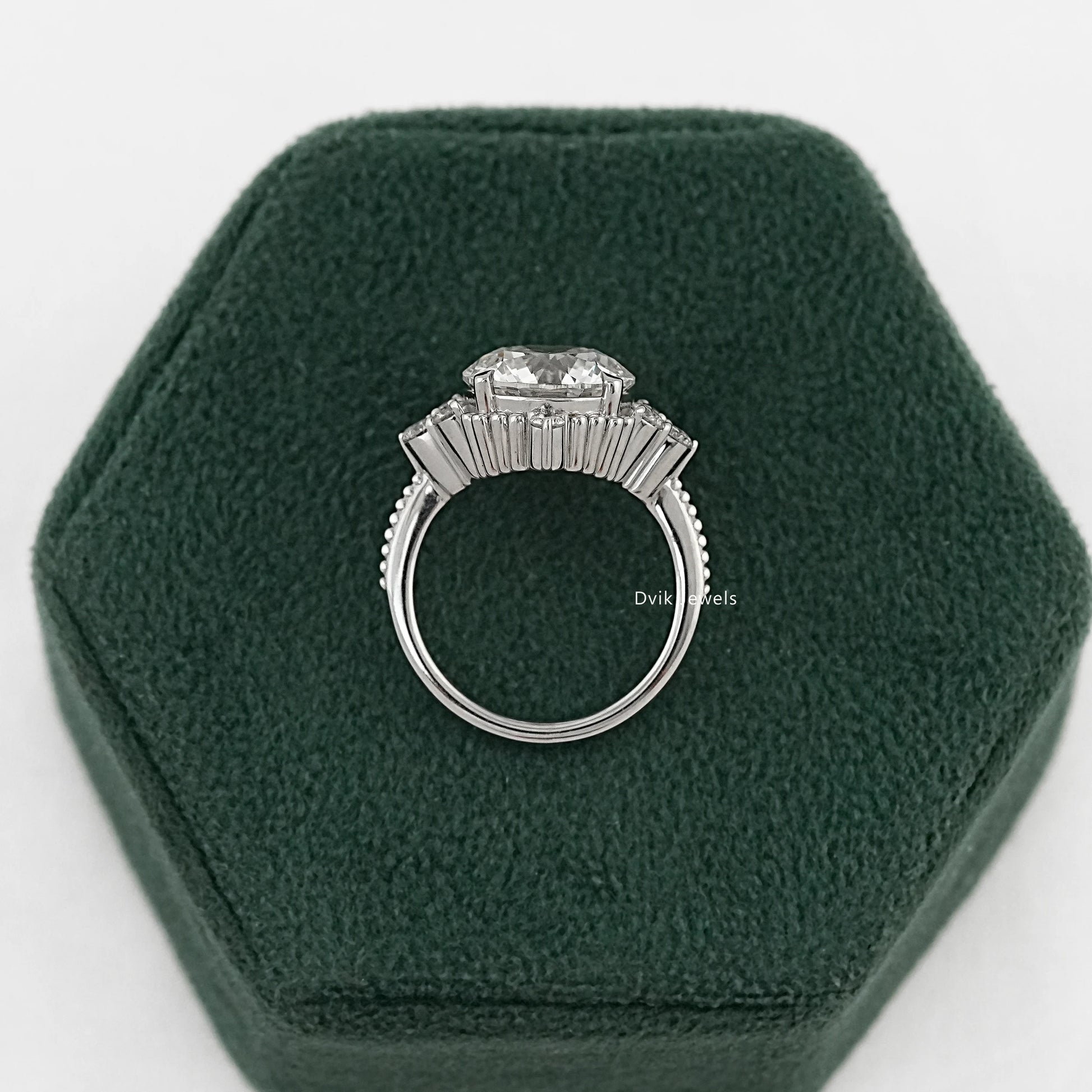 Round Cut Lab Diamond Accent Cluster Ring Ring