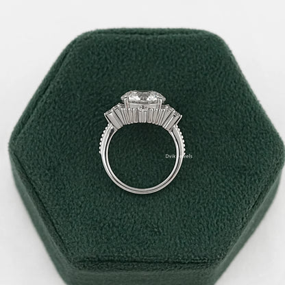 Round Cut Lab Diamond Accent Cluster Ring Ring