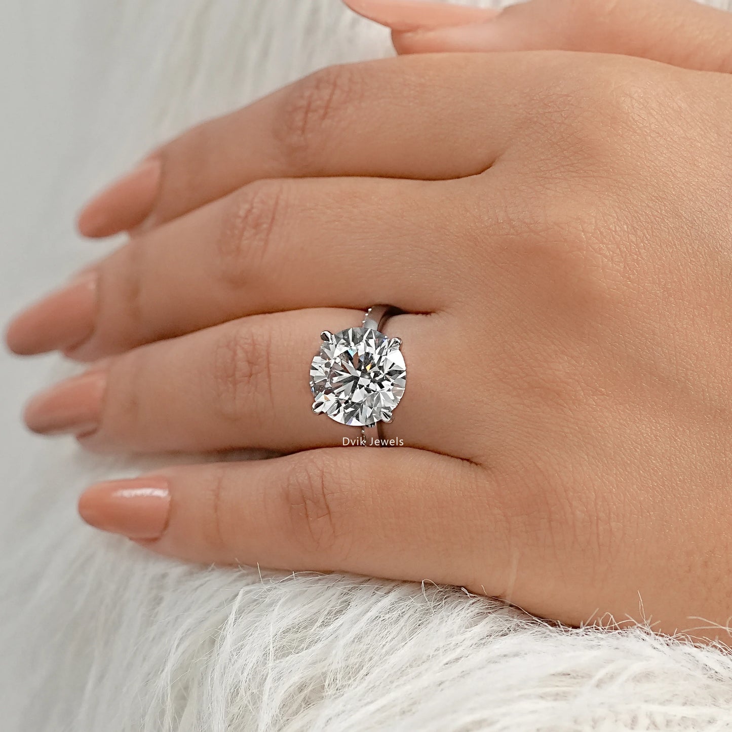Round Cut Lab Diamond Solitaire Pave Engagement Ring Ring