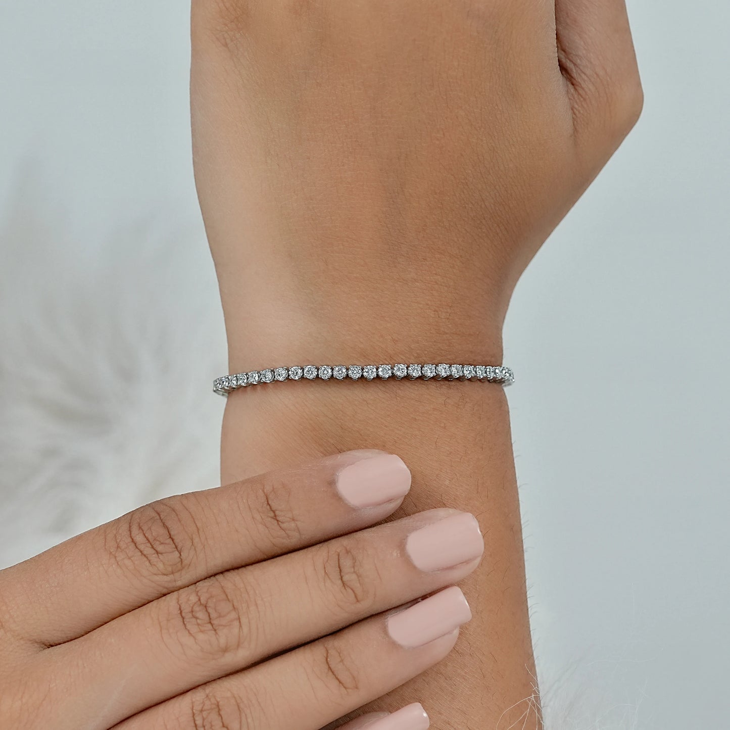 Round Lab Grown Diamond Tennis Bracelet Bracelet