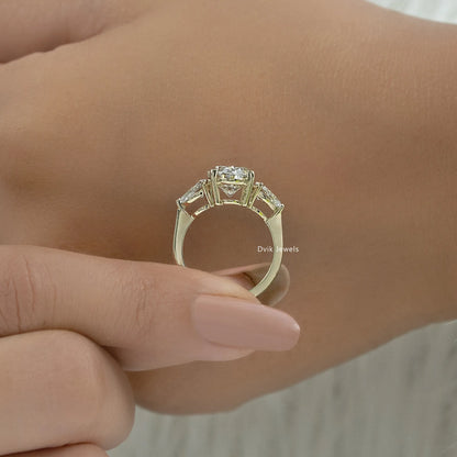 Oval and Pear Cut Lab Diamond Three Stone Ring Ring