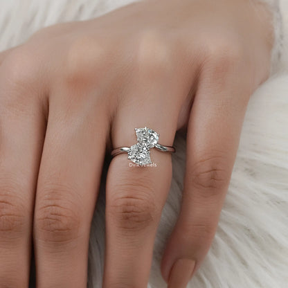Double Pear Cut Lab Diamond Toi Moi Style Ring Ring