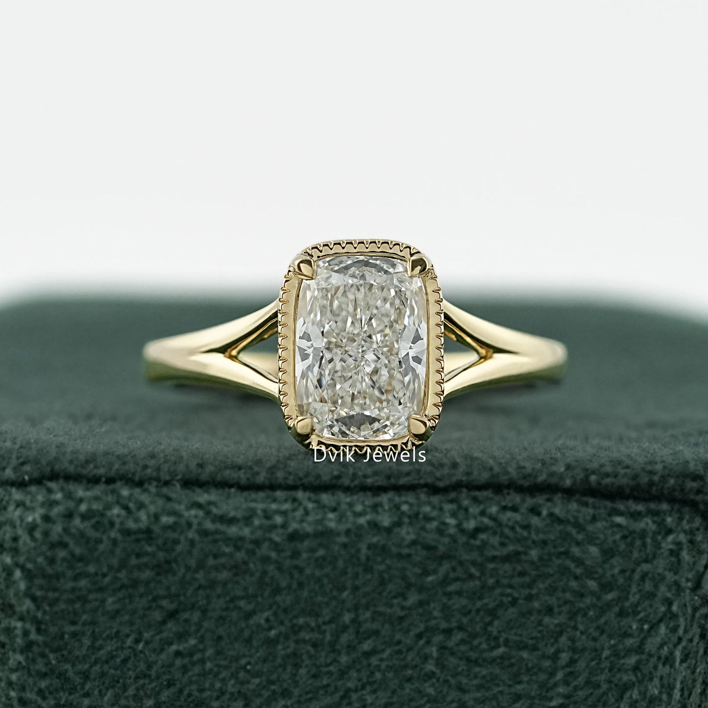 Crushed Ice Cushion Cut Lab Diamond Solitaire Ring Ring