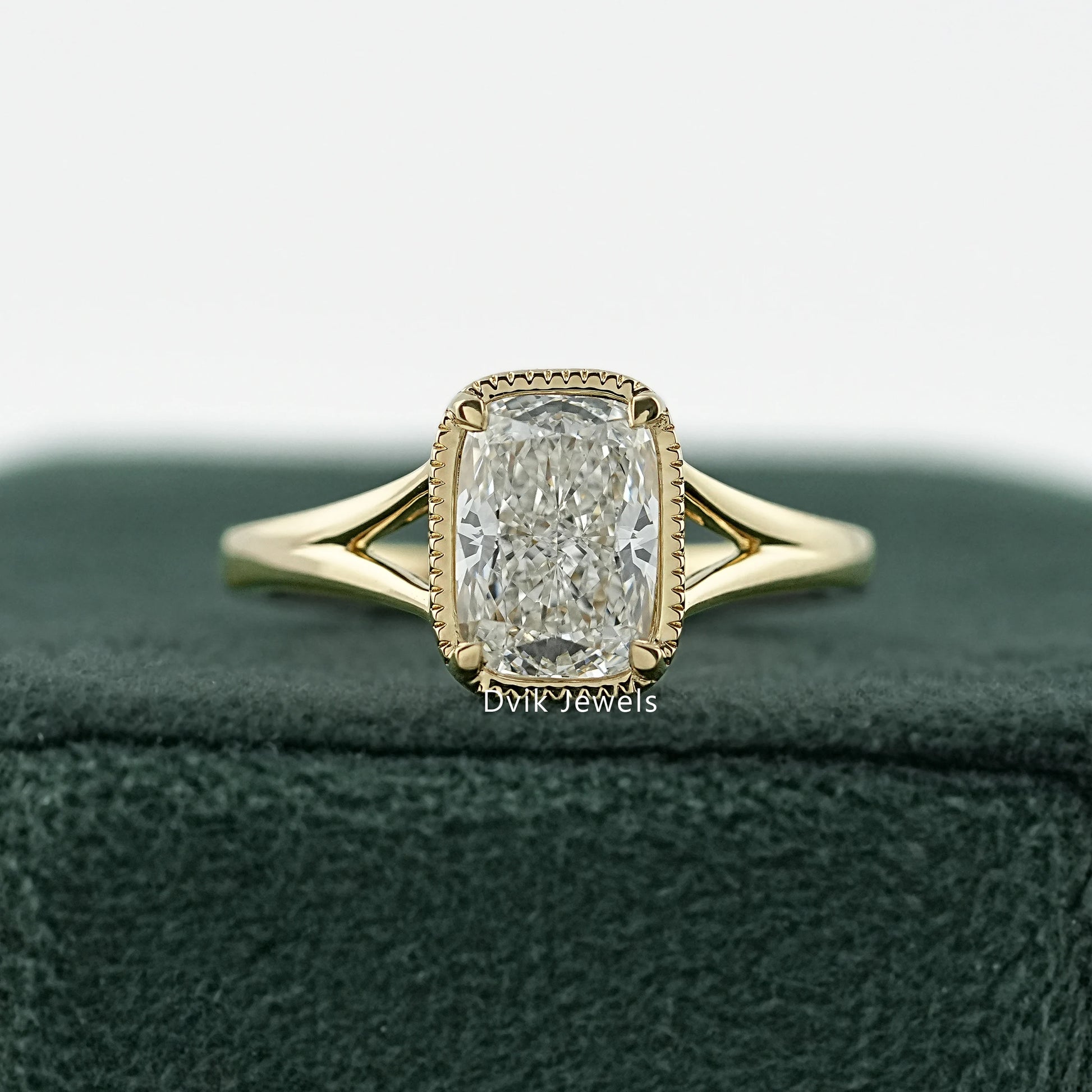Crushed Ice Cushion Cut Lab Diamond Solitaire Ring Ring
