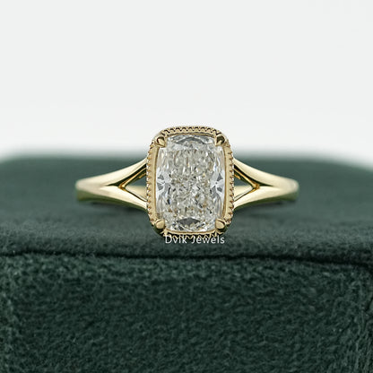 Crushed Ice Cushion Cut Lab Diamond Solitaire Ring Ring