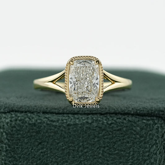 Crushed Ice Cushion Cut Lab Diamond Solitaire Ring Ring