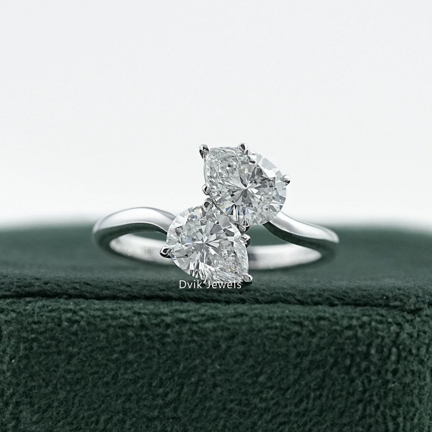 Double Pear Cut Lab Diamond Toi Moi Style Ring Ring