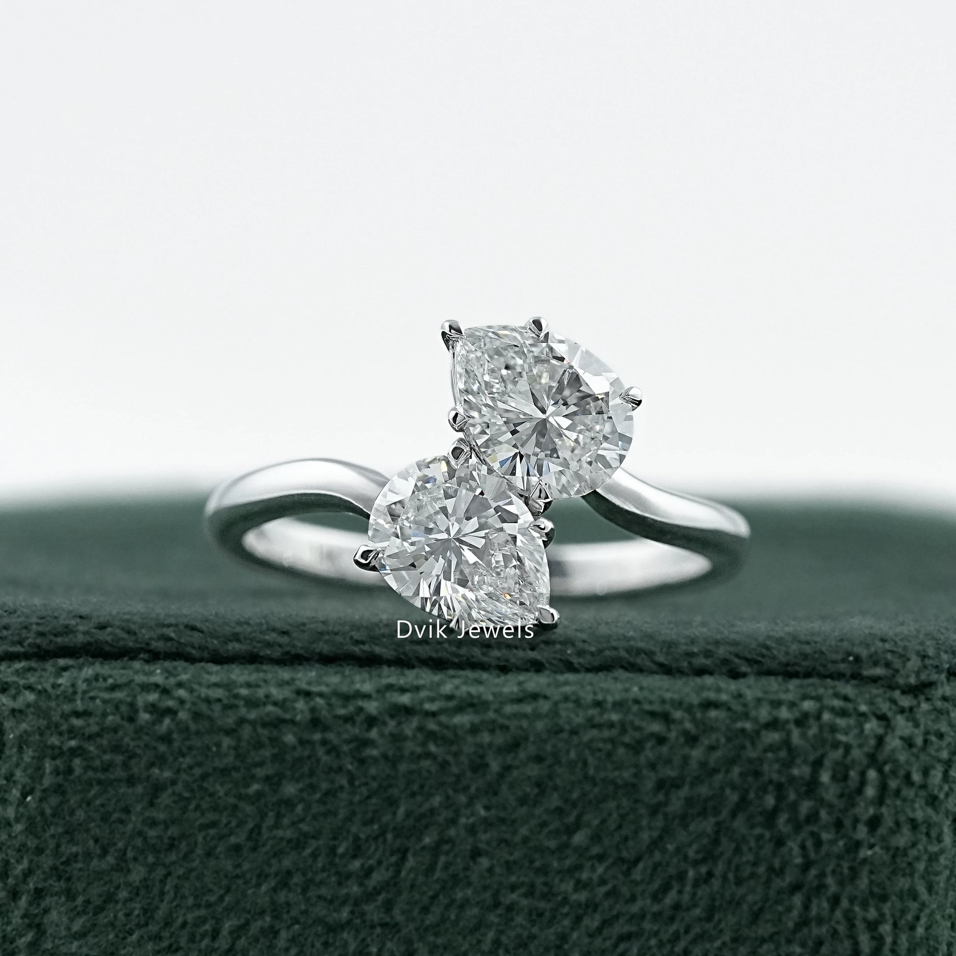 Double Pear Cut Lab Diamond Toi Moi Style Ring Ring