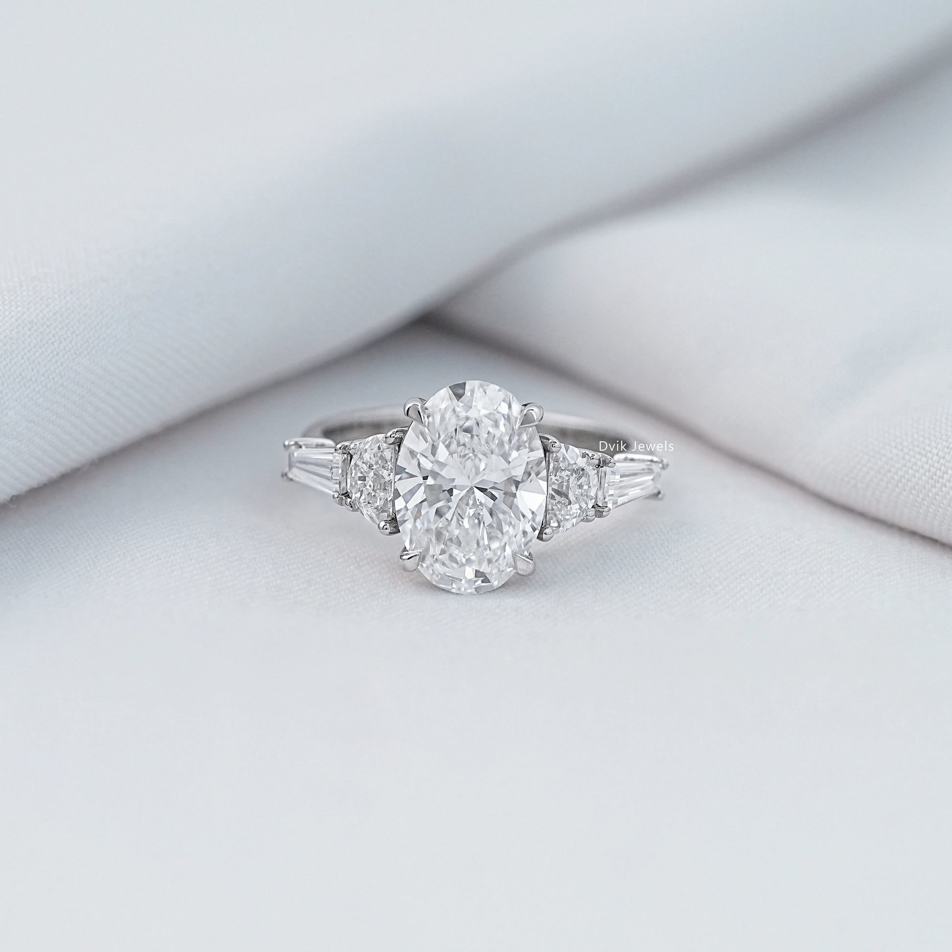 Five Stone Oval Cut Lab Diamond Engagement Ring Ring