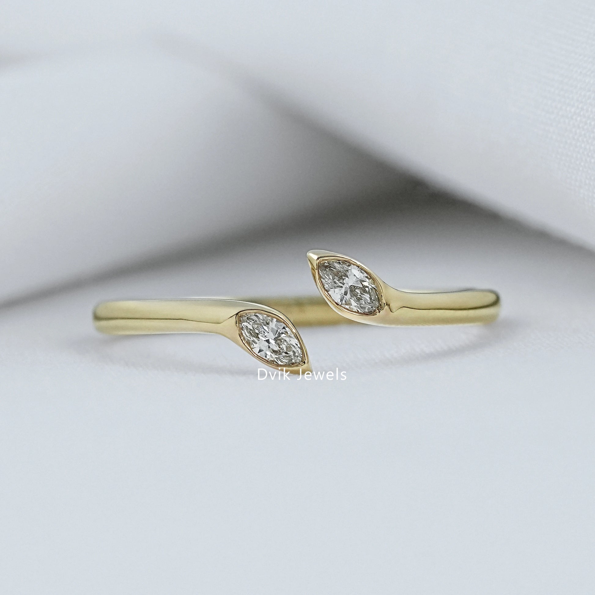 Dainty Marquise Cut Lab Diamond Open Bypass Ring Ring
