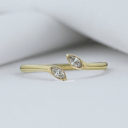 Dainty Marquise Cut Lab Diamond Open Bypass Ring Ring