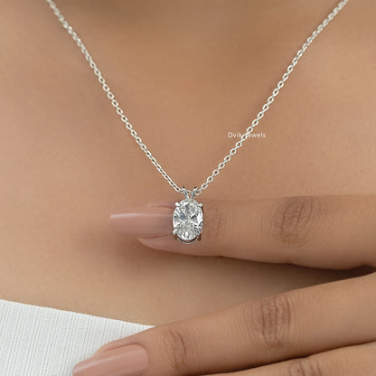 Oval Cut Lab Diamond Solitaire Pendant Pendant