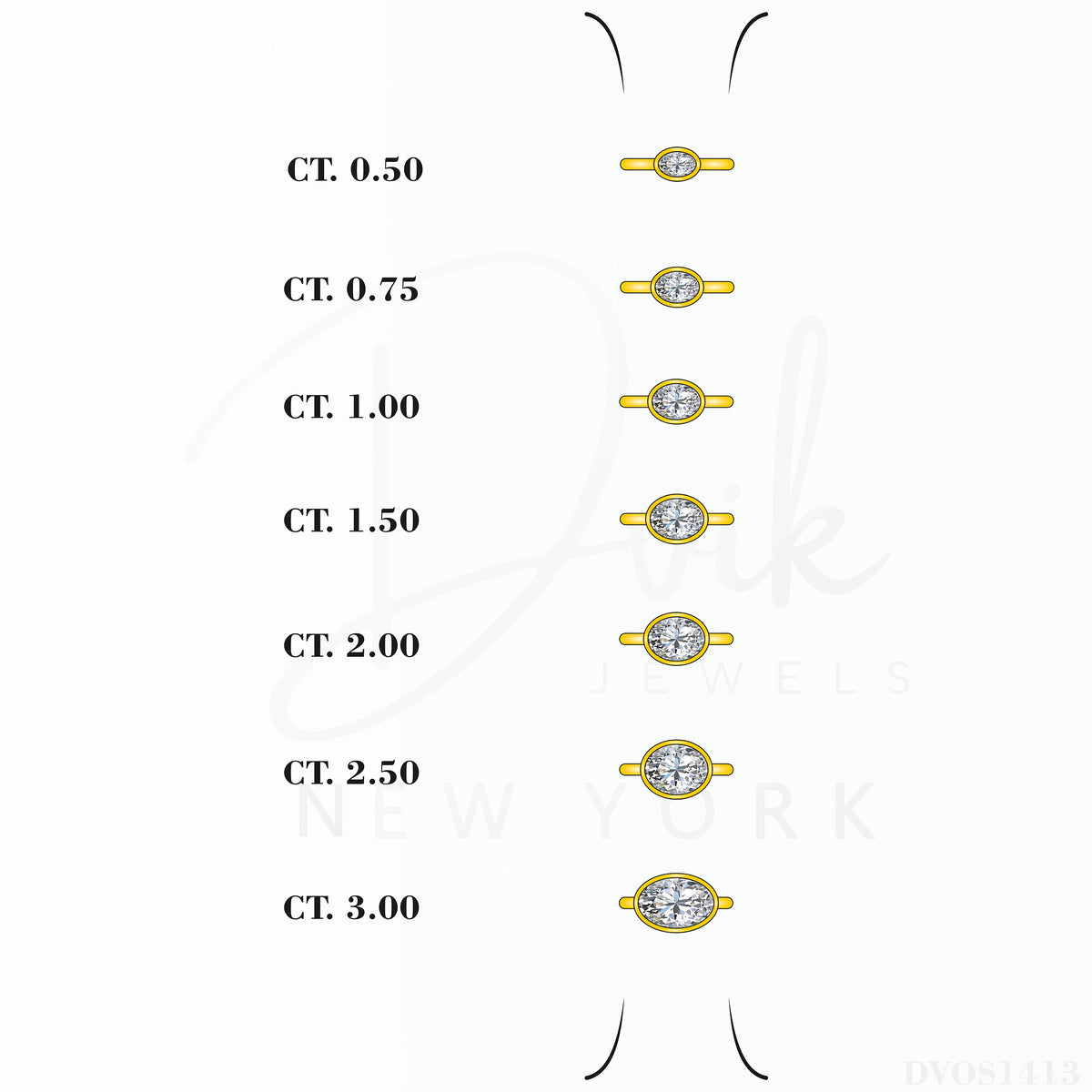 Oval East-West Bezel Engagement Ring Ring