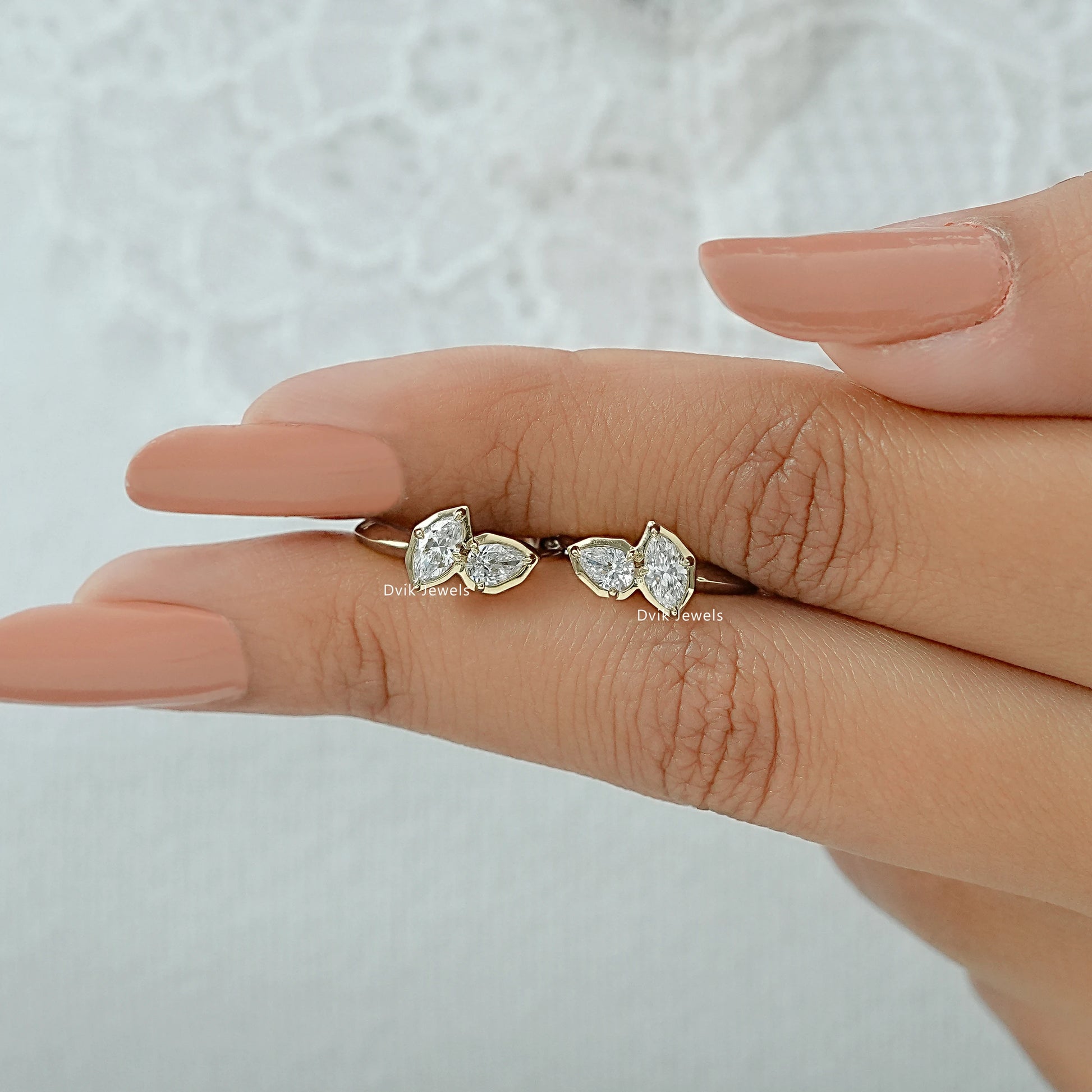 Pear & Marquise Cut Lab Diamond Hoop Earrings Earrings