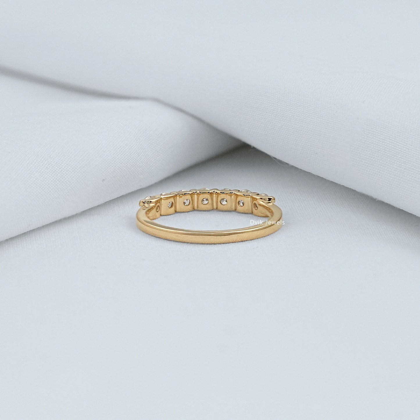 Round Cut Lab Diamond 7 Stone Half Eternity Ring Ring