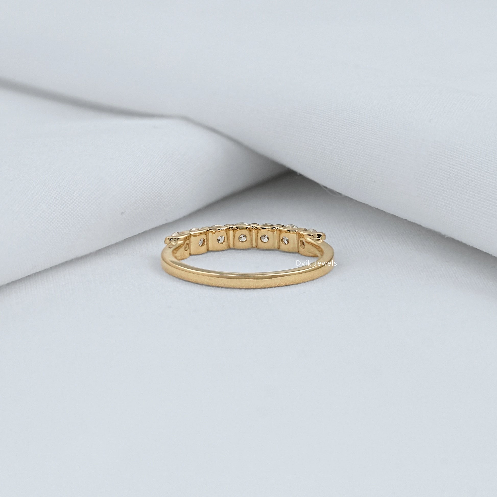 Round Cut Lab Diamond 7 Stone Half Eternity Ring Ring
