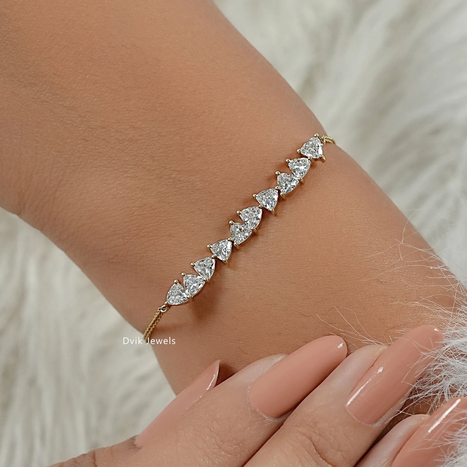 Trillion Cut Lab Grown Diamond Chain Bracelet Bracelet