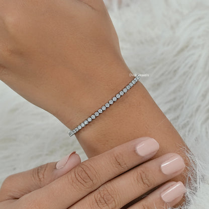 Round Lab Grown Diamond Tennis Bracelet Bracelet