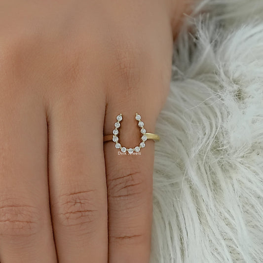 Round Lab Diamond Horseshoe Open Minimal Ring Ring