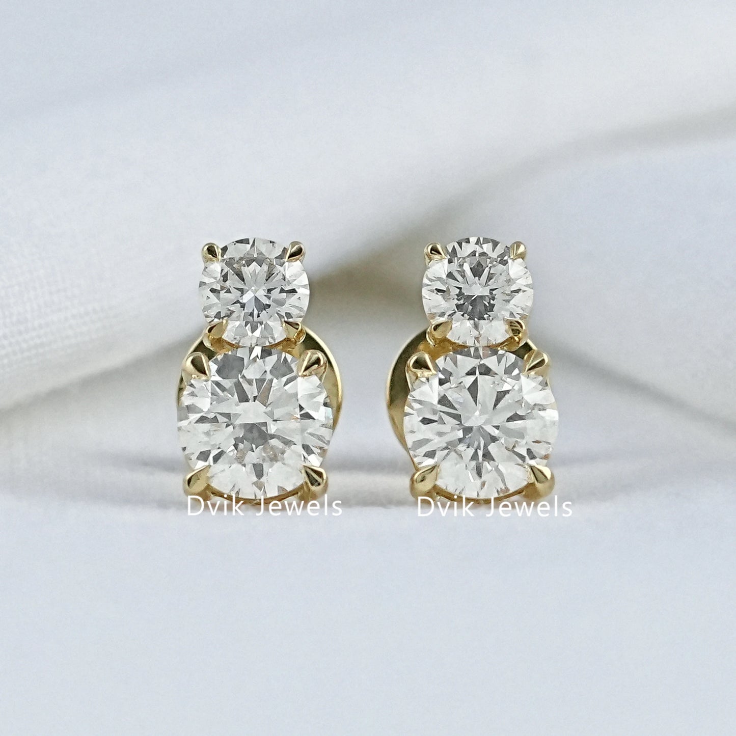 Double Round Cut Lab Diamond Stud Earrings Earrings