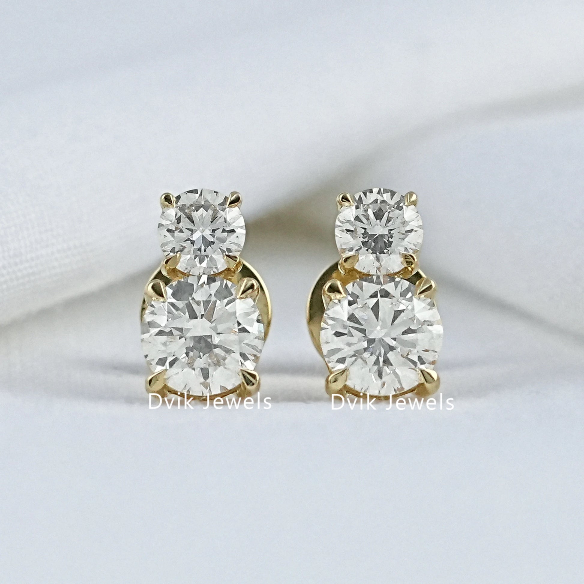Double Round Cut Lab Diamond Stud Earrings Earrings